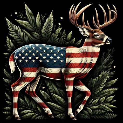 American Flag Deer Head Png Sublimation Design Transparent Background