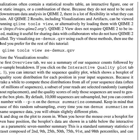 Qiime 2 Visualization Of The Interactive Quality Plot Summarizing The