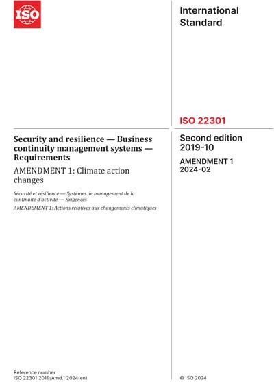 ISO 22301 2019 Amd1 2024 Amendment 1 Security And Resilience