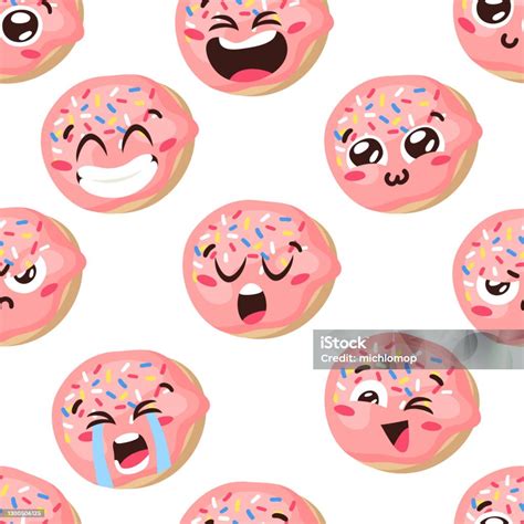 Ilustrasi Kartun Bergambar Tangan Donut Emoji Vektor Makanan Cepat Saji