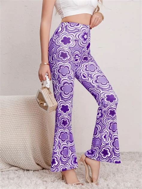 Floral Print Flare Leg Pants Boho Forbidden Pants Spring Temu