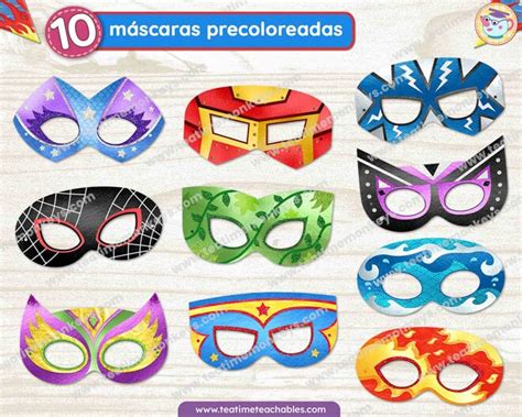 Máscaras de Superhéroes para imprimir con pulseras Tea Time Teachables