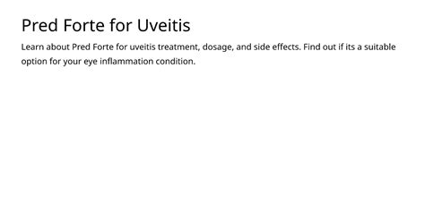 Pred Forte For Uveitis Medsis