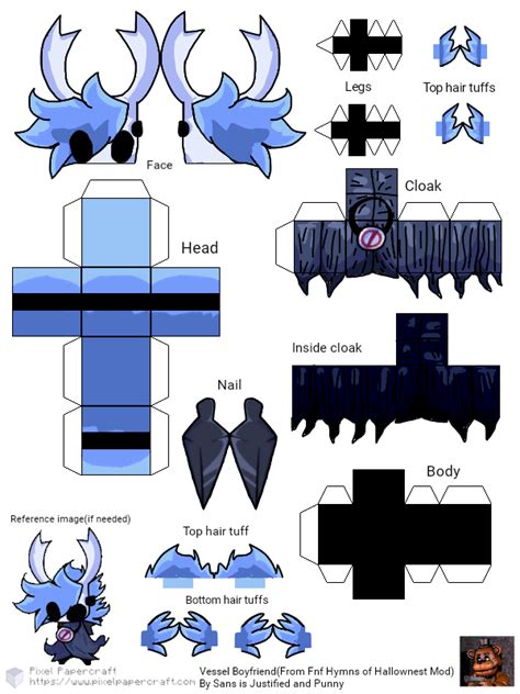 Pixel Papercraft Vessel Boyfriend Fnf Hymns Of Hallownest Mod