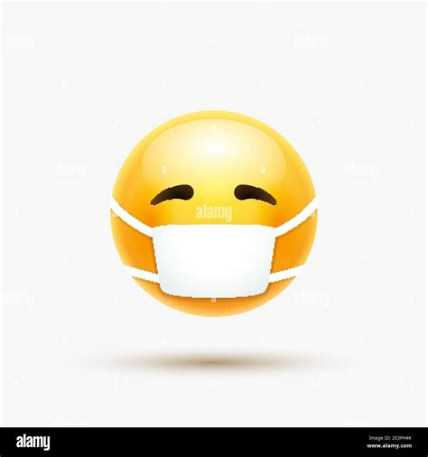 Face Mask Emoji Vector Cartoon Icon Covid 19 Emoticon Medical Mask