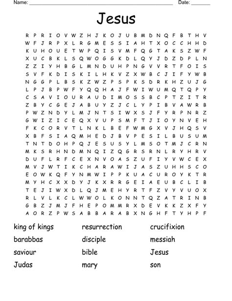 Jesus Word Search WordMint