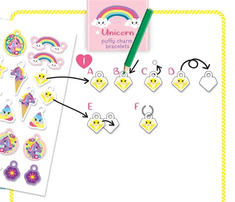 Unicorn Puffy Charm Bracelets Instructions