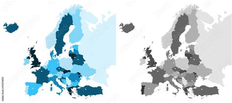 Europe Vector Map with capitals mapped (optionally). Europe Map ...