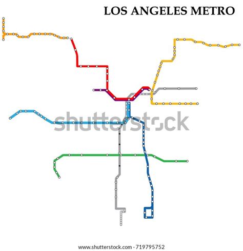 Map Los Angeles Metro Subway Template Stock Vector Royalty Free