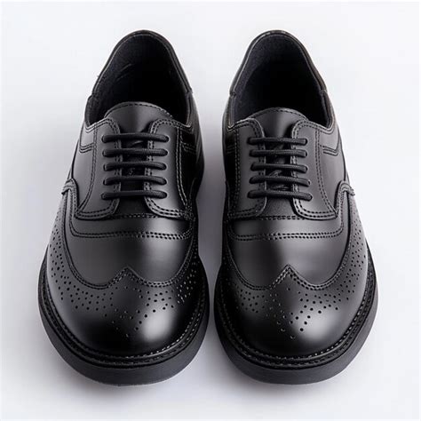 Mens Leather Black Shoe On White Background Premium Ai Generated Image