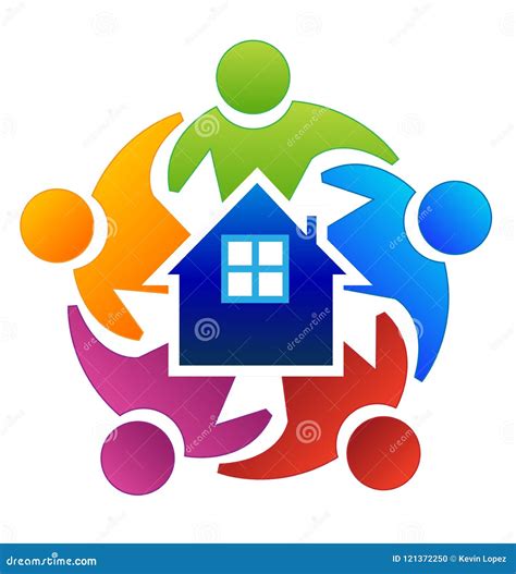 Teamwork People Surrounding House Home Stock Vector Illustration Of