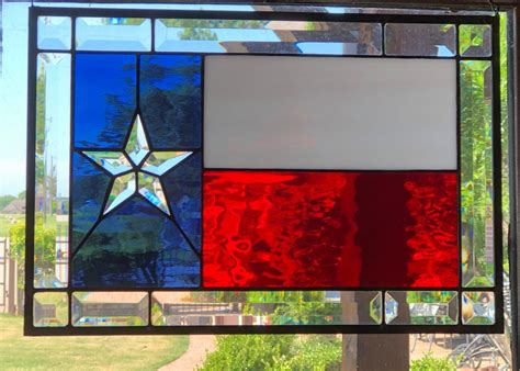 Beveled Texas Flag Stained Glass Panel Texas Decor Lone Star Etsy