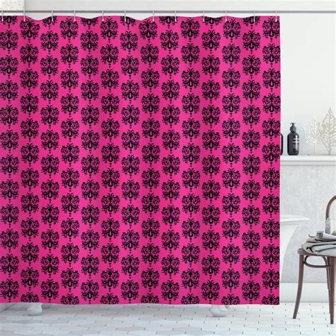 Ambesonne Hot Pink Shower Curtain Eastern Orient 69 Wx75 L Black Hot Pink