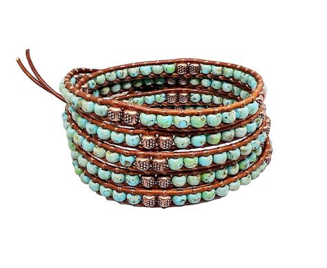 Five Wrap Bracelet Turquoise Seed Bead Leather Wrap Bracelets Etsy