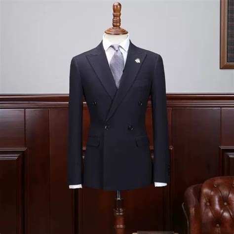 Darcy Classical Dark Blue Peaked Lapel Double Breasted Business Suits