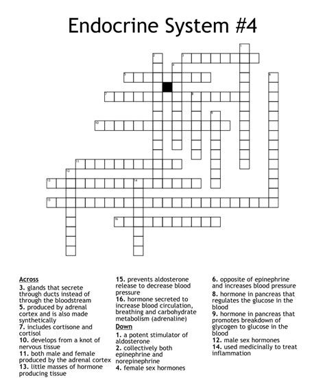 ENDOCRINE SYSTEM Crossword WordMint