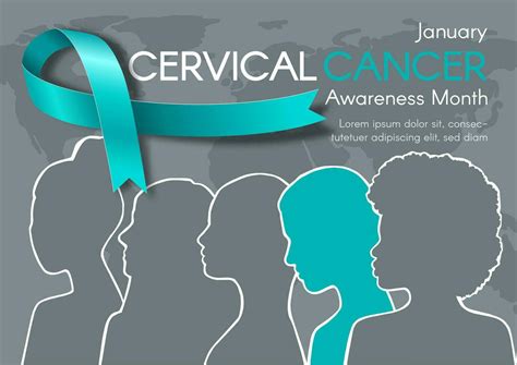 Horizontal Banner For Cervical Cancer Awareness Month Diverse Womens