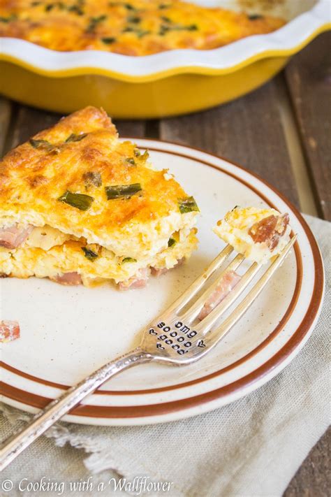 Crustless Ham And Cheddar Quiche Cooking With A Wallflower