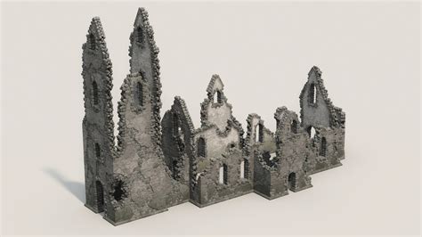 3D Gothic Church In Ruins Model - TurboSquid 1905978