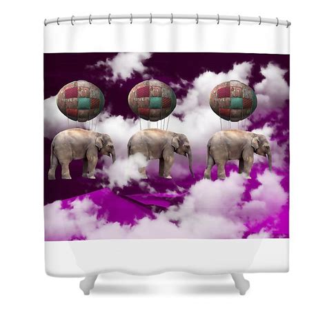 Elephant Shower Curtain Featuring The Mixed Media Three Elephants By