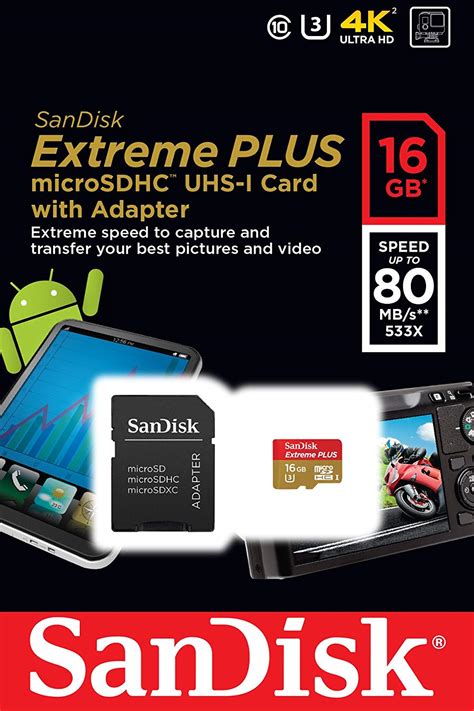 Sandisk Extreme Plus Gb Microsdhc Uhs I U Memory Card Speed Up To