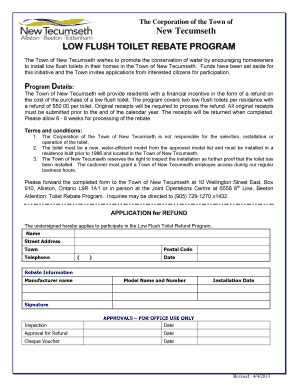 Fillable Online Toilet Rebate Application Town Of New Tecumseth Fax