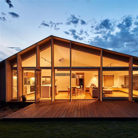 Timber Fins Shade Asymmetric Glazed Gable Added To Melbourne Home By