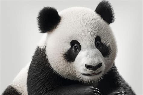 Premium Photo | A panda bear with black eyes and a white background