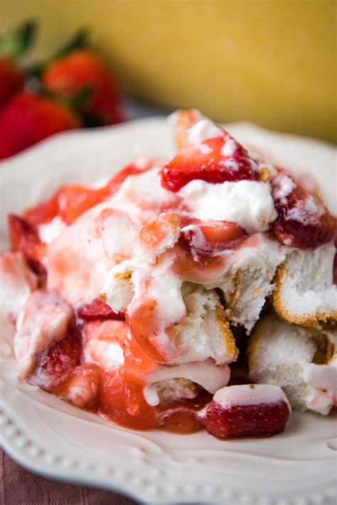 Layered Strawberry Angel Food Cake Dessert Recipe Flour On My Fingers