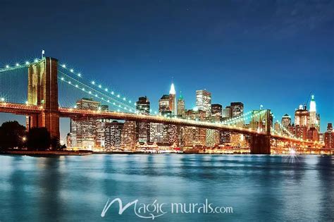 Brooklyn Bridge Night Lights Wallpaper Mural by Magic Murals