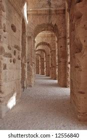 Ancient Roman Amphitheatre Eljem Tunisia Unesco Stock Photo