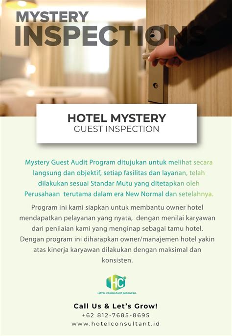 Mystery Guest Audit Program Hotel Consultant Indonesia