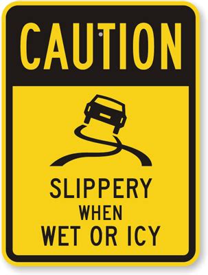 Caution Slippery Road Sign