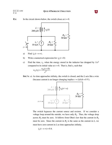 In The Circuit Shown Below The Switch Closes At T 0 A Find IL T