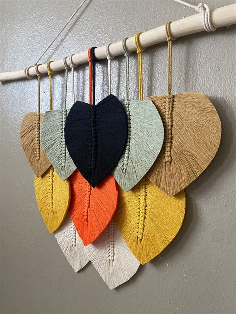 Macrame Leaves Wall Hanging Etsy