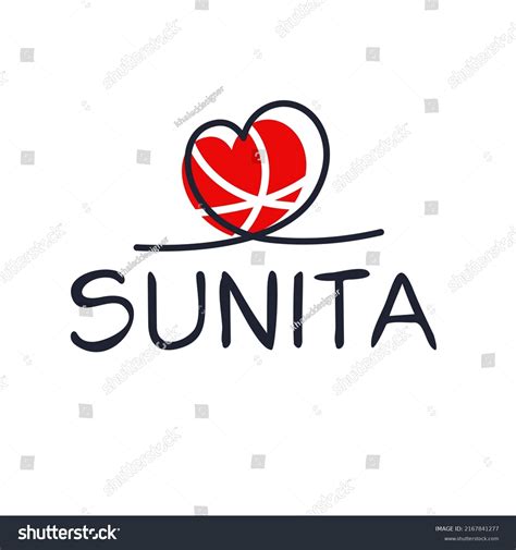 Sunita Calligraphy Female Name Vector Illustration Stock Vector