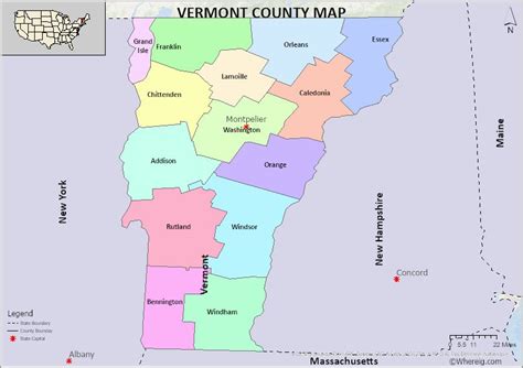 Vermont County Map Free Check The List Of 14 Counties In Vermont And Their County Seats In