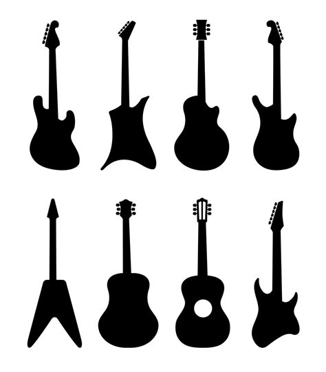 Guitar Vector Silhouettes Rock Acoustic Electric Guitars By