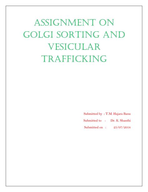 Solution Golgi Sorting An Vesicular Trafficking Studypool