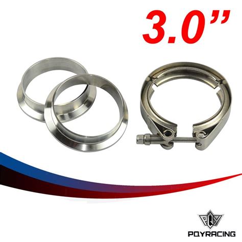 PQY RACING 3 V Band Clamp Flange Kit Stainless Steel 304 Clamp SUS304