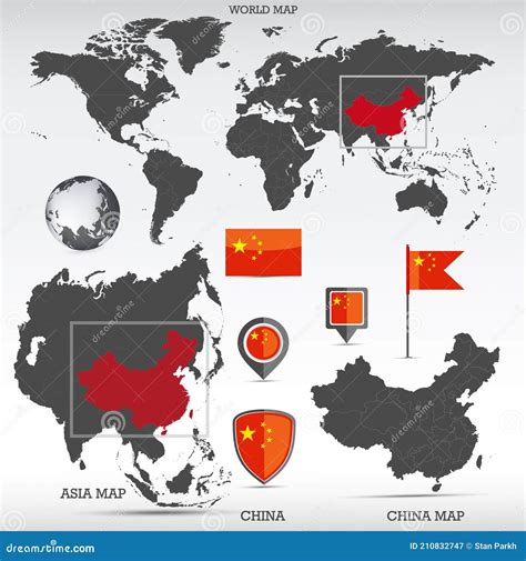 China Map Administrative Division Separate Individual Region Color