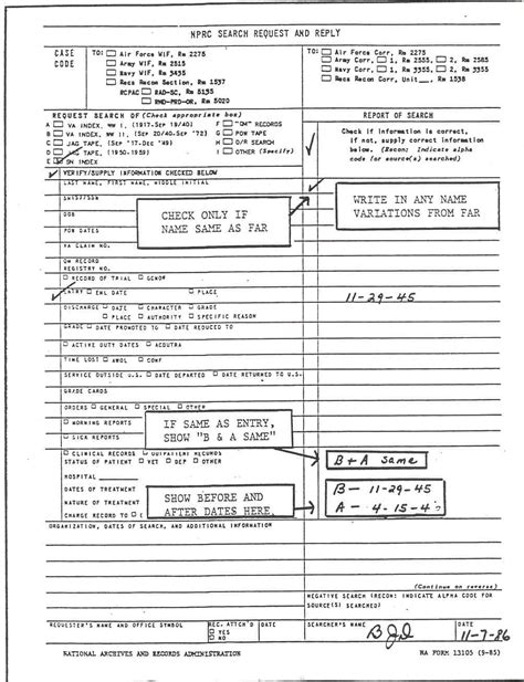 Sample Completed Na Form 13105 For Sn Index Search Initiated By Ncpm S