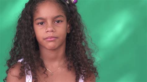 Portrait Of Cuban Children With Emotions And Feelings Black Young Girl