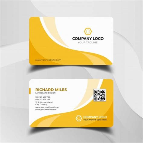 White And Yellow Business Card Template Premium Vector