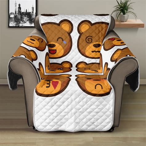 Teddy Bear Emoji Print Recliner Protector Gearfrost