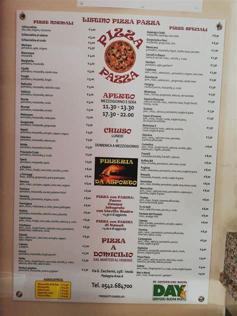 Menu At Pizza Pazza Pizzeria Imola