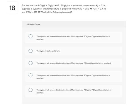 Solved For The Reaction Pc G Cl G Pc At A Chegg