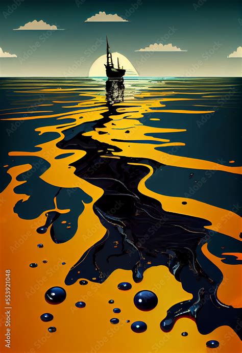 Ilustrace „environmental Pollution Caused By Oil Spill From The Ship In