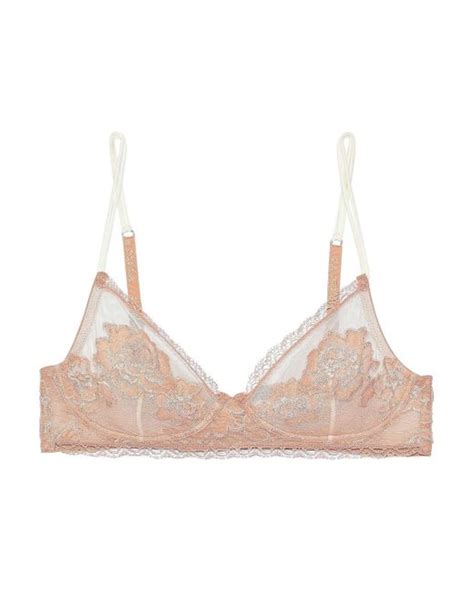 La Perla Privilege Tulle Trimmed Stretch Leavers Lace Soft Cup Bra In