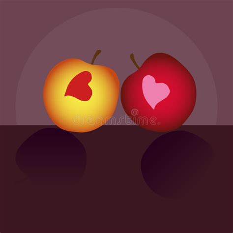 Manzanas De La Tarjeta Del Día De San Valentín Stock De Ilustración Ilustración De Agujero